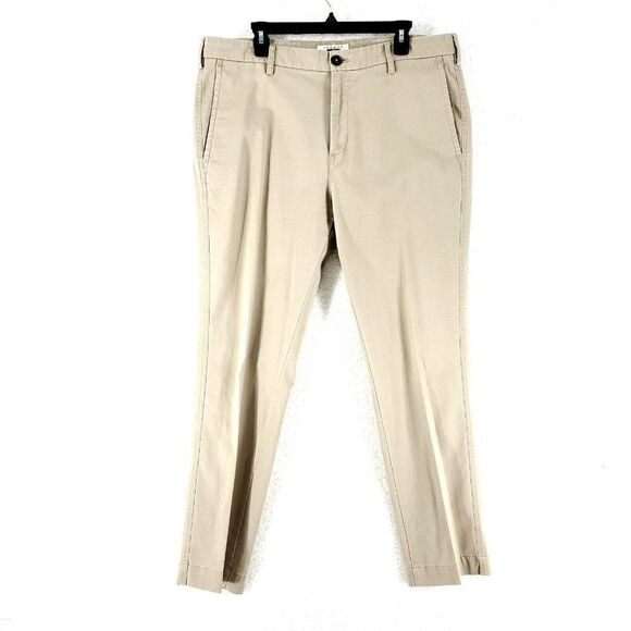 Joseph‎ Abboud Tan Beige Flat Front Mid Rise Stretch Slim Fit Chino Pants 39/32 - Picture 1 of 5